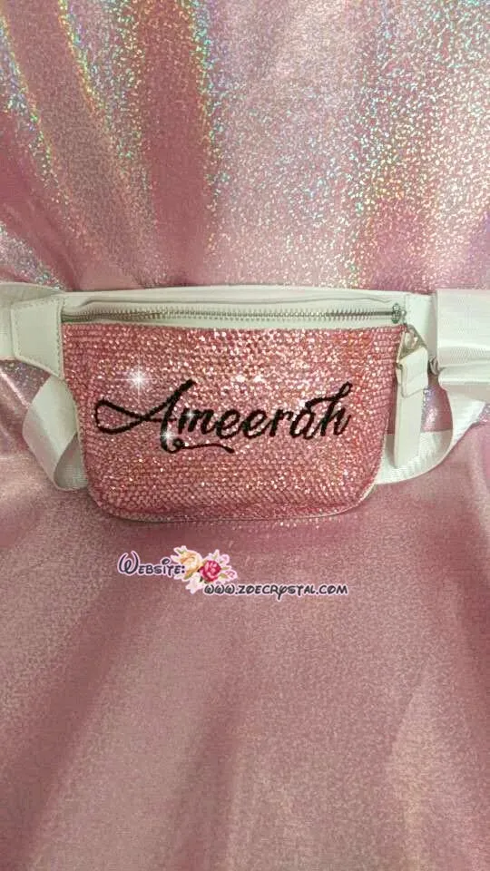 Customize Your BELT BAG Swarovski /Rhinestones BLING with Your Favorite Name, Initial or Nba Nfl  Mlb Logo Fanny Pack, Waist Bag, Hip Bag