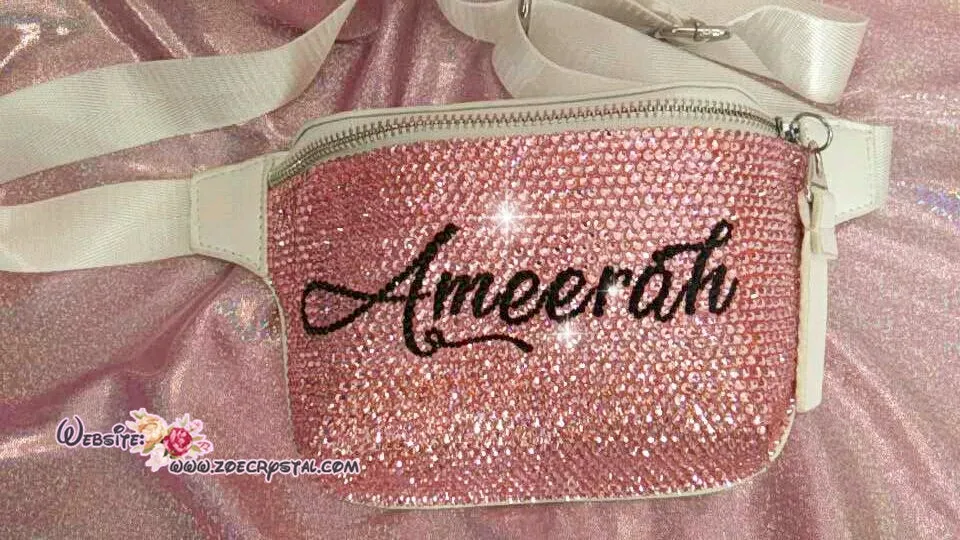 Customize Your BELT BAG Swarovski /Rhinestones BLING with Your Favorite Name, Initial or Nba Nfl  Mlb Logo Fanny Pack, Waist Bag, Hip Bag