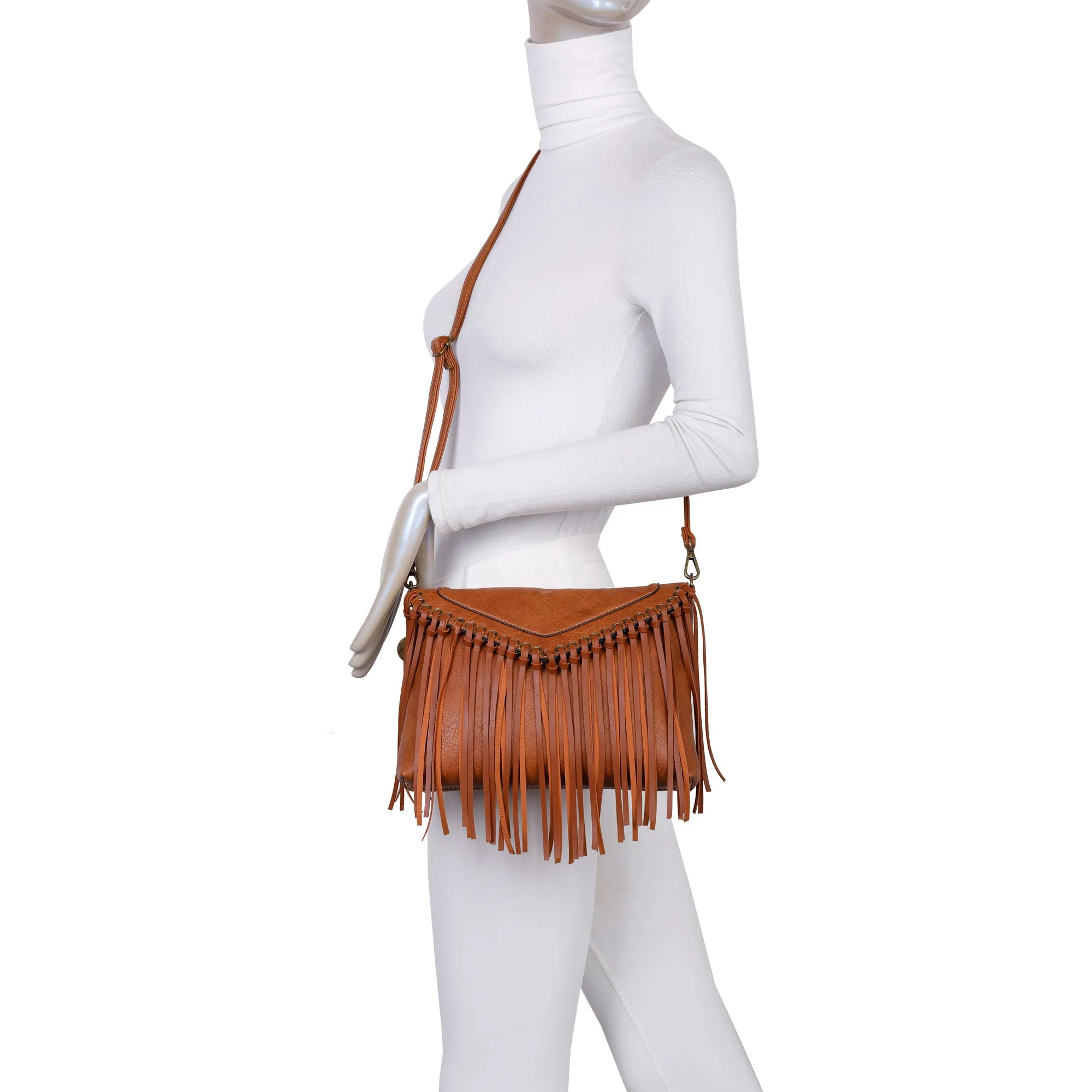 Dallas Fringe Crossbody Bag - Light Brown