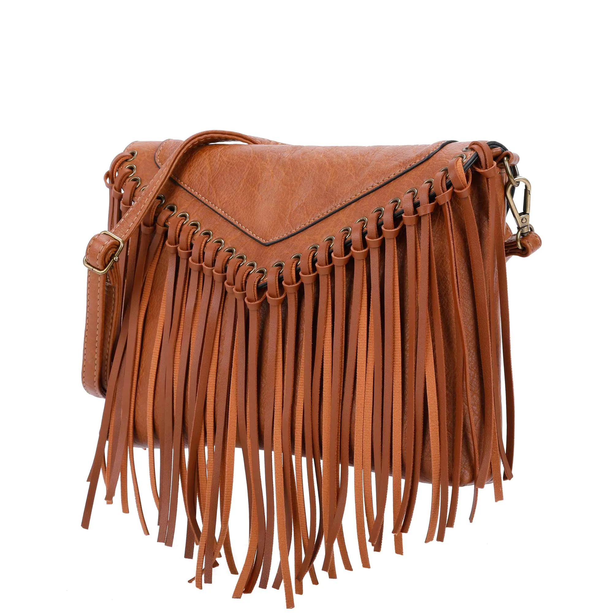 Dallas Fringe Crossbody Bag - Light Brown