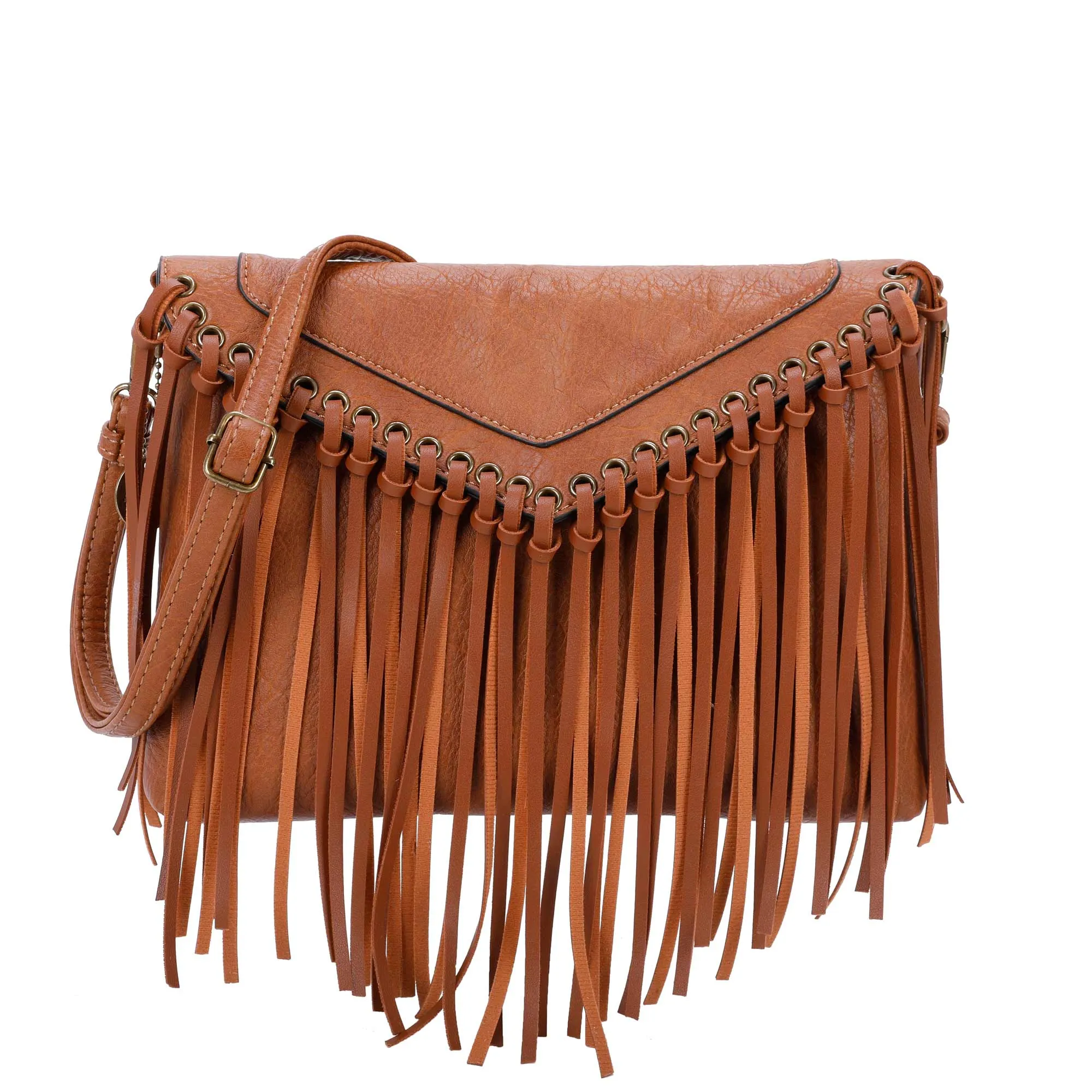 Dallas Fringe Crossbody Bag - Light Brown