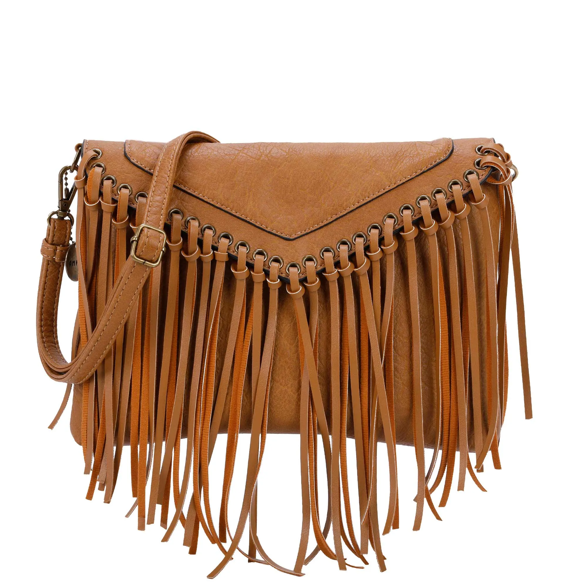 Dallas Fringe Crossbody Bag - Light Brown