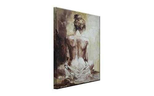 Damenight 100% Hand Painted Oil Painting on Canvas Sexy Nude Girl Naked Lady Back Figurative Hand Painted Oil Painting with Stretched Frame 1-pieces Set Wall Art for Home Decor,30x40inch