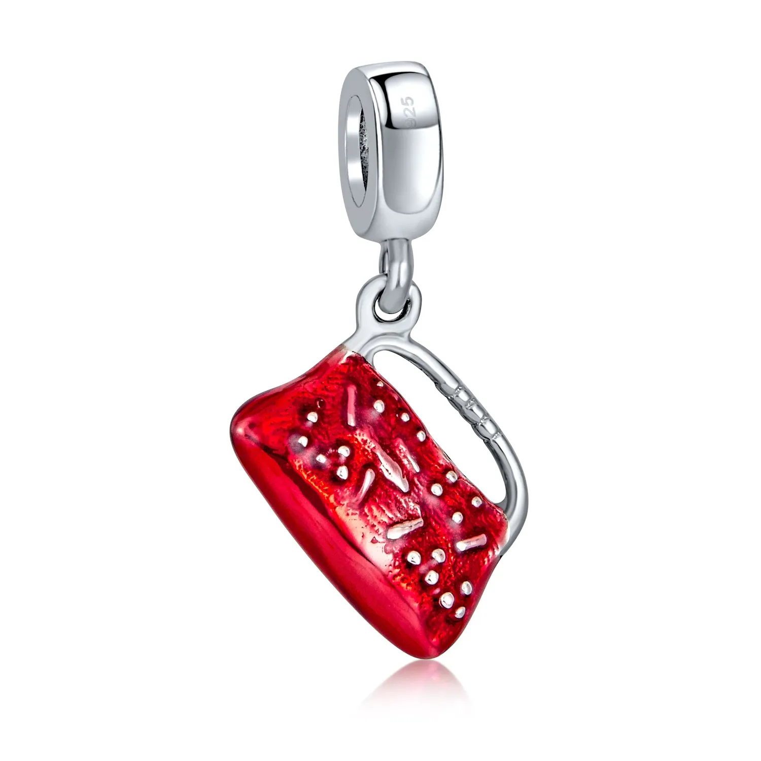 Dangle Charm Bead Red Clutch Purse Sterling Silver for European Bracelet