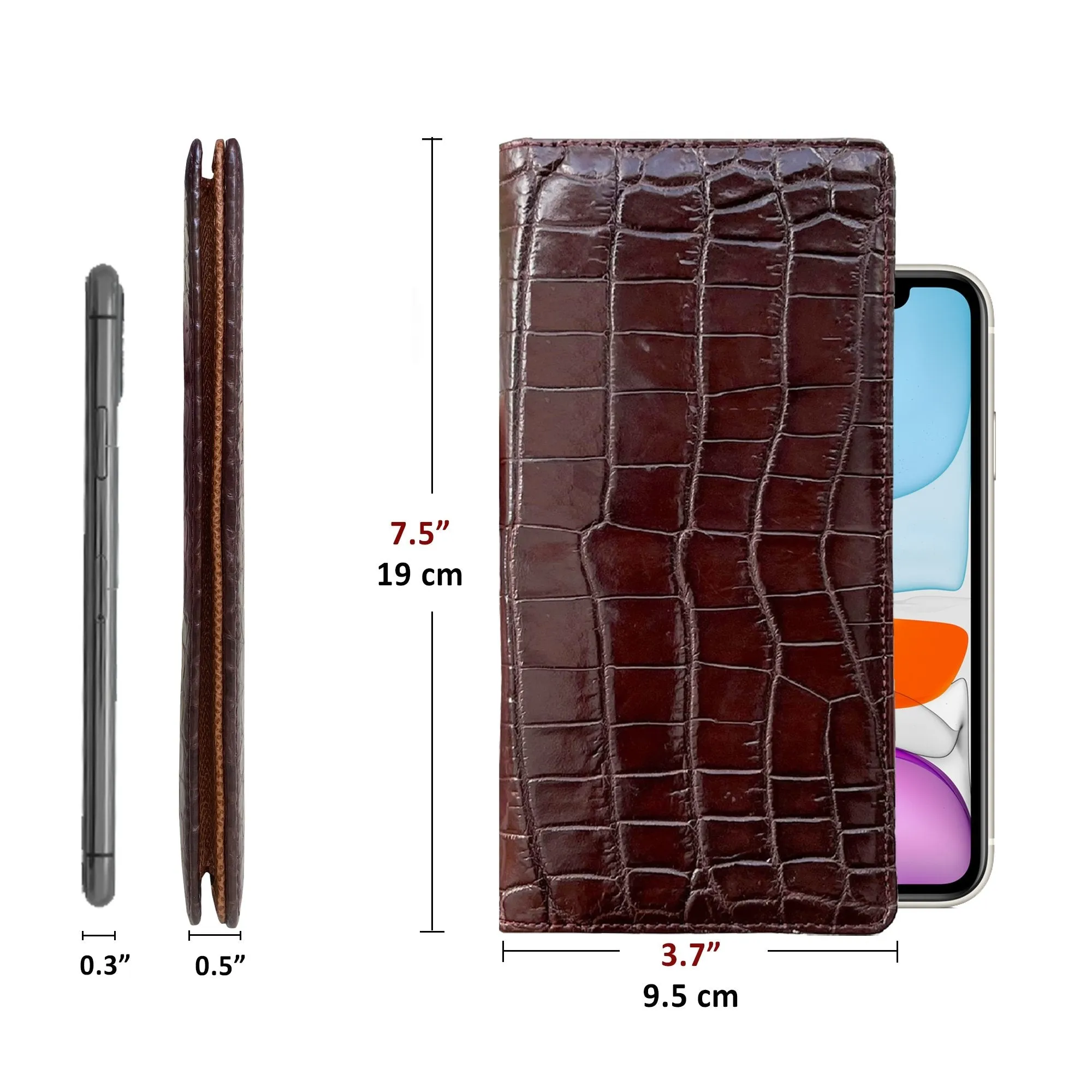 Dark Brown Alligator Long Wallet RFID Blocking | LON33