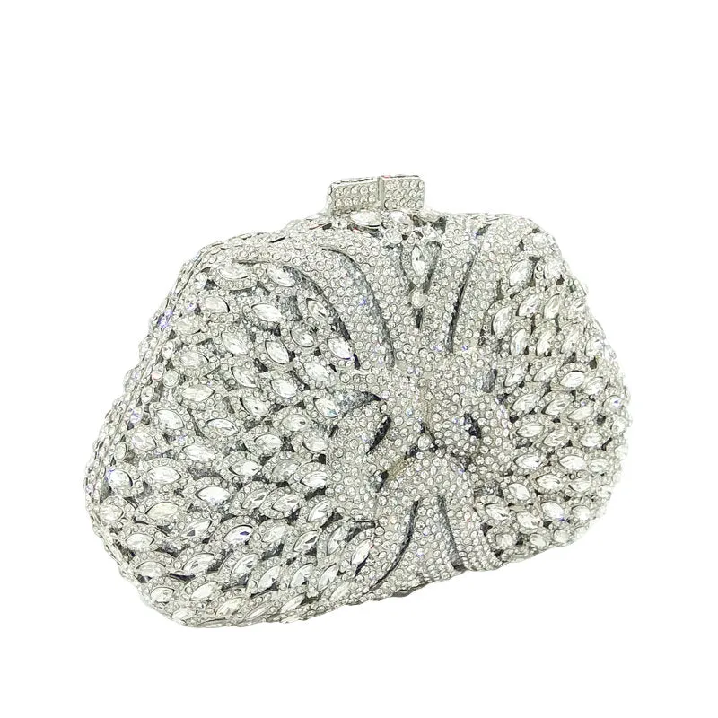 Dazzling Rhinestone Diamond Clutch Purse Evening or Wedding Bridal Purse or Your Something Blue