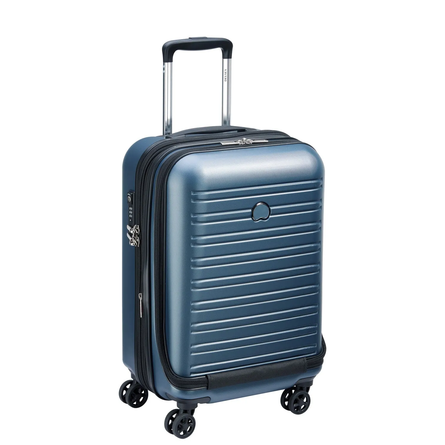 Delsey Segur 2.0 55cm Hardcase 4 Double Wheel Expandable Cabin Luggage Trolley Case Blue - 205880202