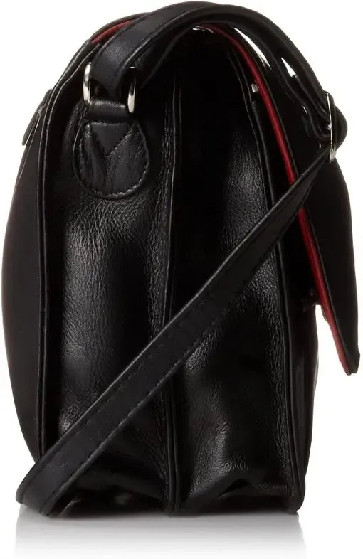 Derek Alexander Half Flap Organizer Leather Messenger Crossbody Bag