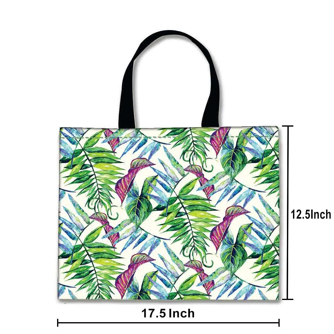 Designer Tote Bag With Zip Beach Gym Travel Bags -  Green and Purple Leaf