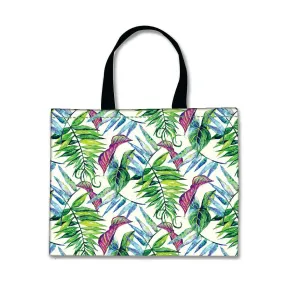 Designer Tote Bag With Zip Beach Gym Travel Bags -  Green and Purple Leaf