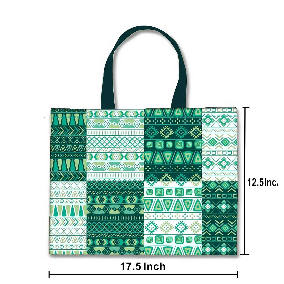 Designer Tote Bag With Zip Beach Gym Travel Bags -  Green Pattern