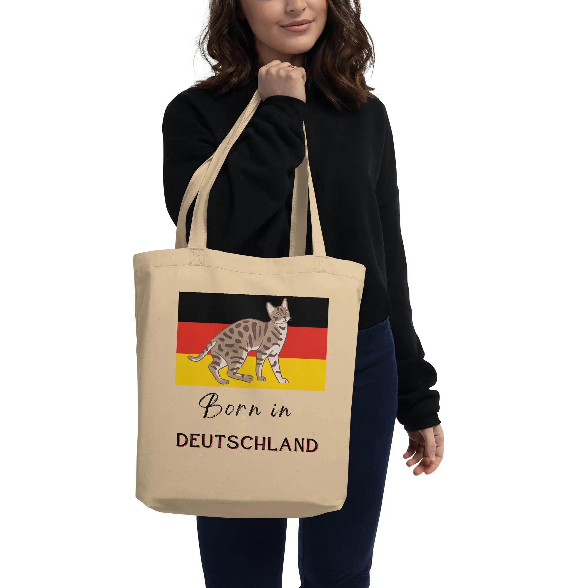 Deutschland flag and cat, Eco Tote Bag