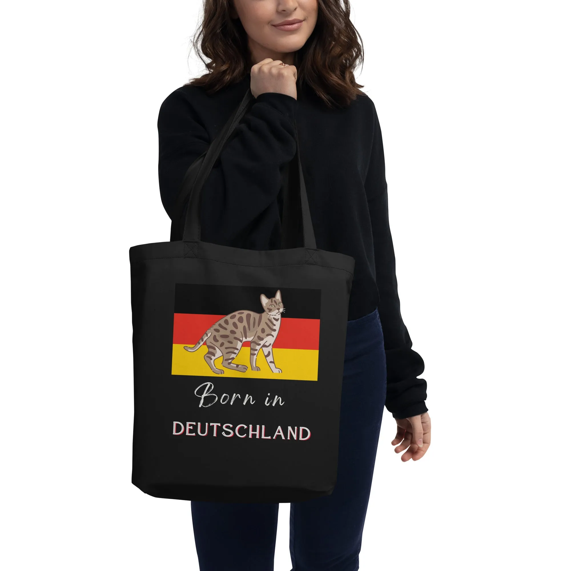 Deutschland flag and cat, Eco Tote Bag