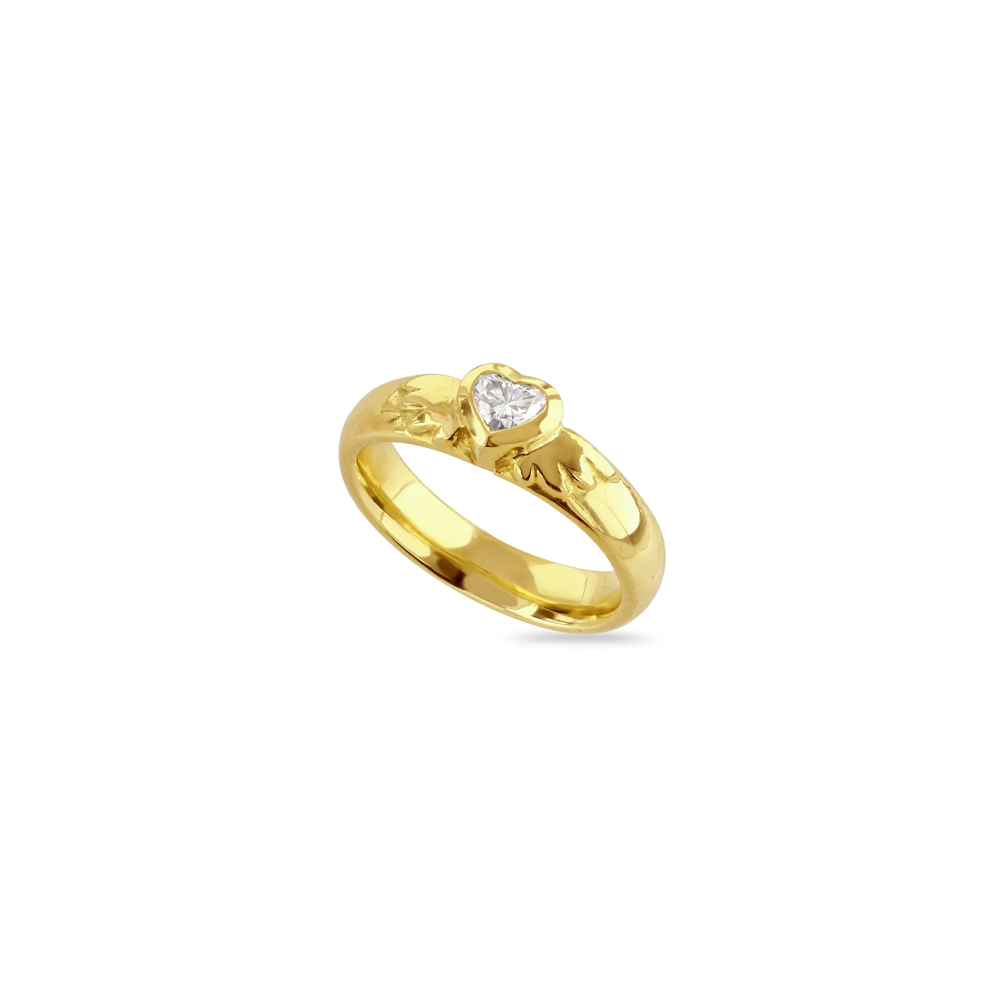 Diamond Set Fine Winged  Heart Ring