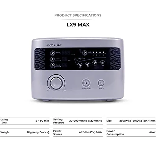 DOCTOR LIFE LX9max Sequential Air Compression Recovery System : Pump   Boots (L)   Extension zippers (for L)