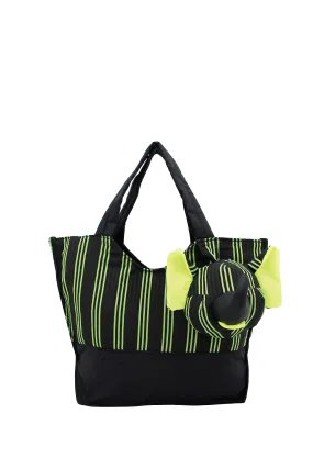 ELEPH FOLDABLE PLEAT 3 STRIPE - TOTE S : Black / Green