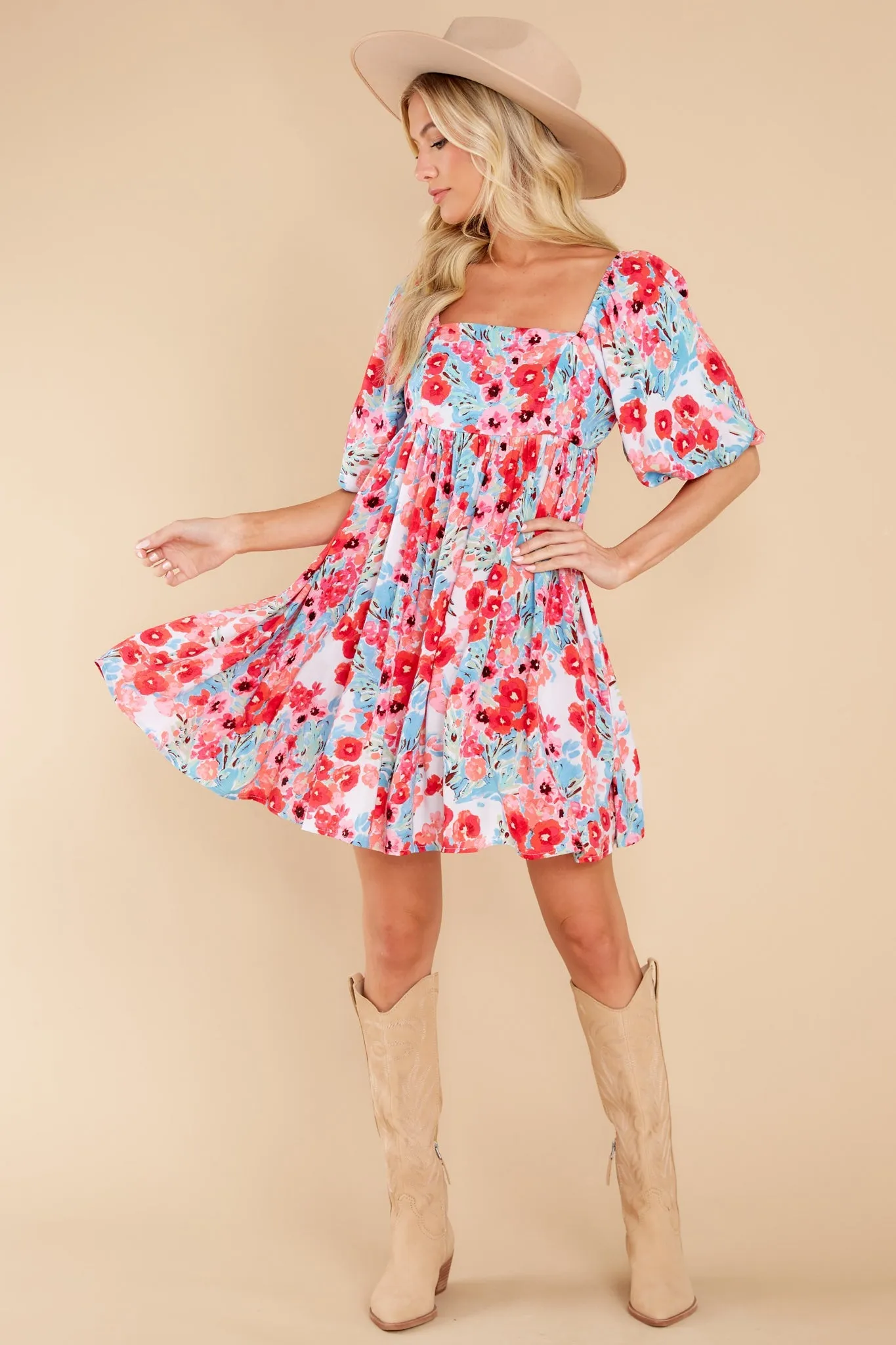 Enchanting Ways Hot Pink Floral Print Dress