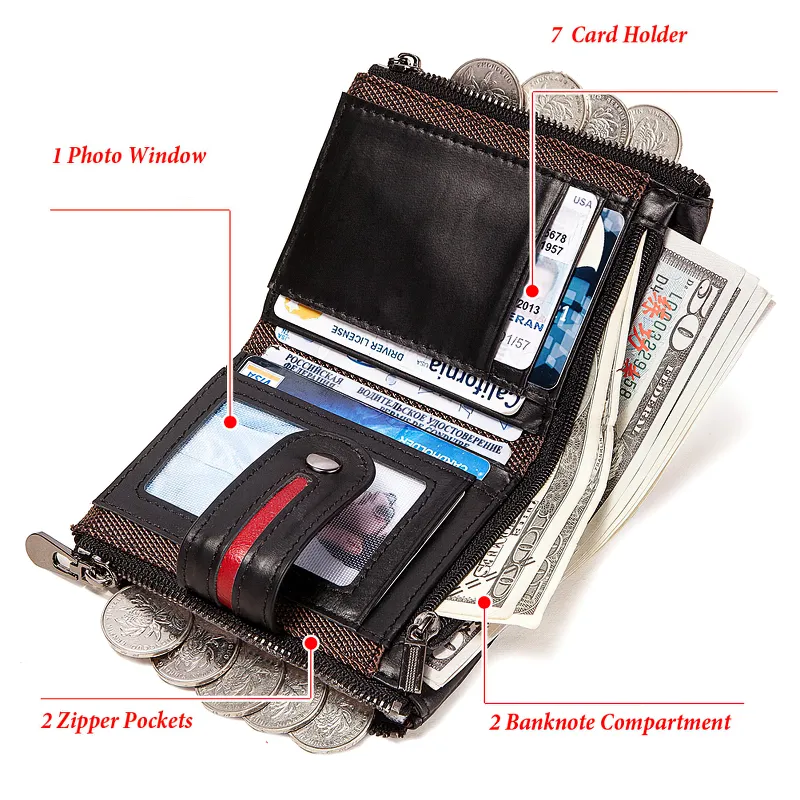 Fashion Men's Genuine Leather Multifunction Wallet / Cool Design Card and Coin Wallets