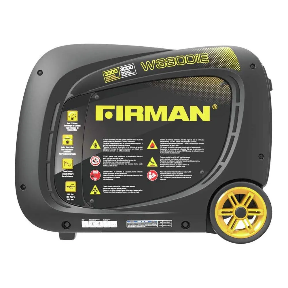 Firman W03082 3300/3000 Watt Electric Start Gas Portable Generator cETL and CARB Certified, Black