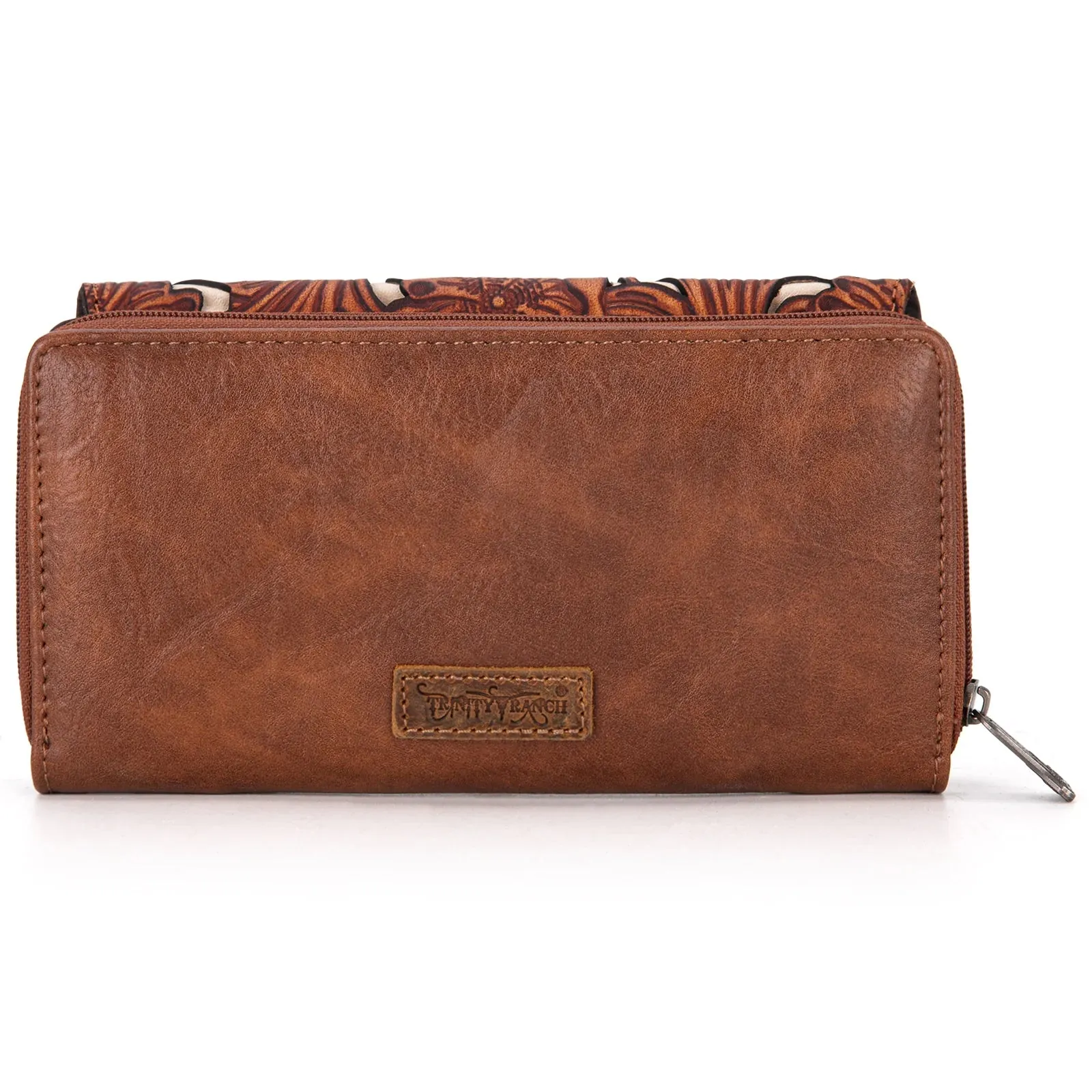 Floral Tooled Wallet - Brown