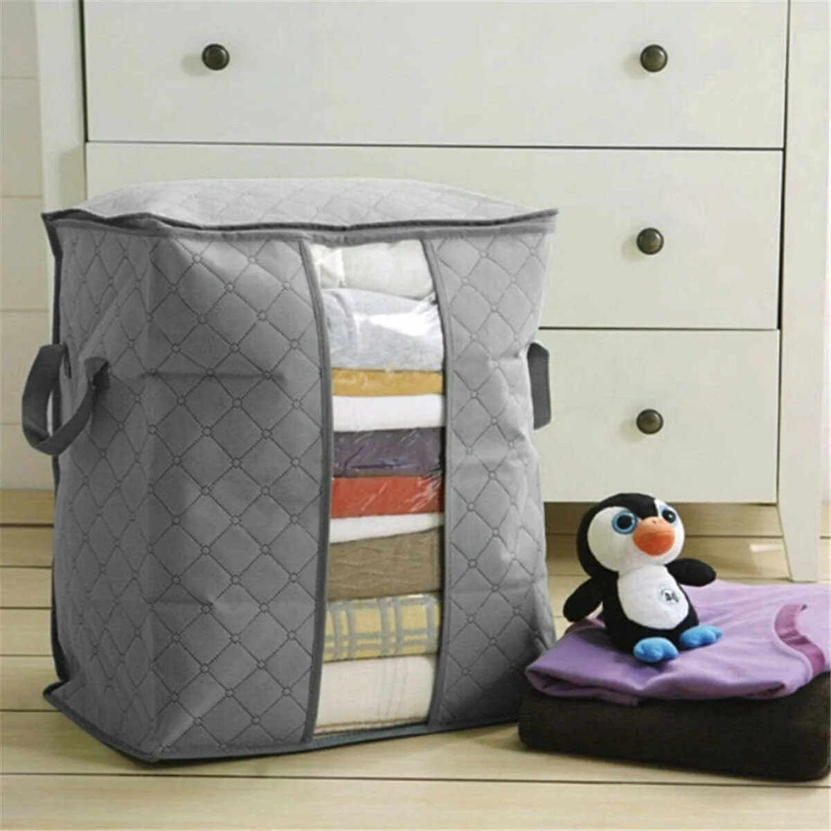 Folding Organizer Clothing Storage Bag Window & Zipper