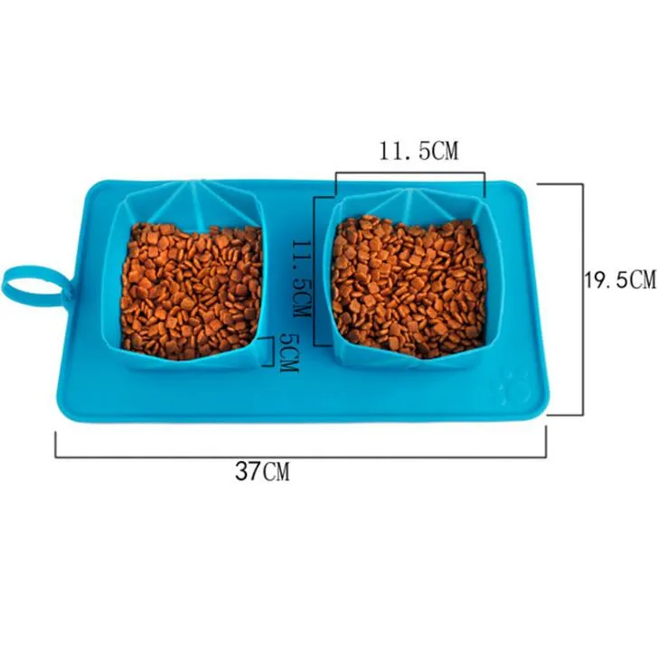 Folding Portable Silicone Double Pet Bowl