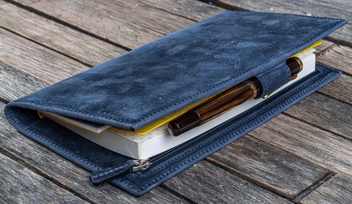 Galen Leather - Hobonichi Weeks Mega Cover/Wallet Insert  - Crazy Horse Navy Blue