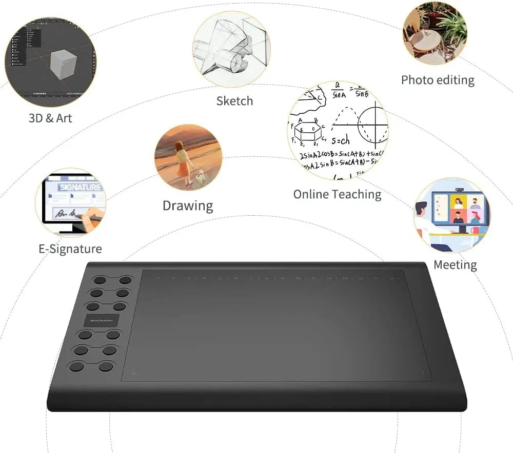 GAOMON M106K PRO Android Supported Drawing Tablet with 28 Customized Buttons and 8192 Levels Pressure Sensitivity Passive Pen Digital Graphics Tablet for Online Teaching