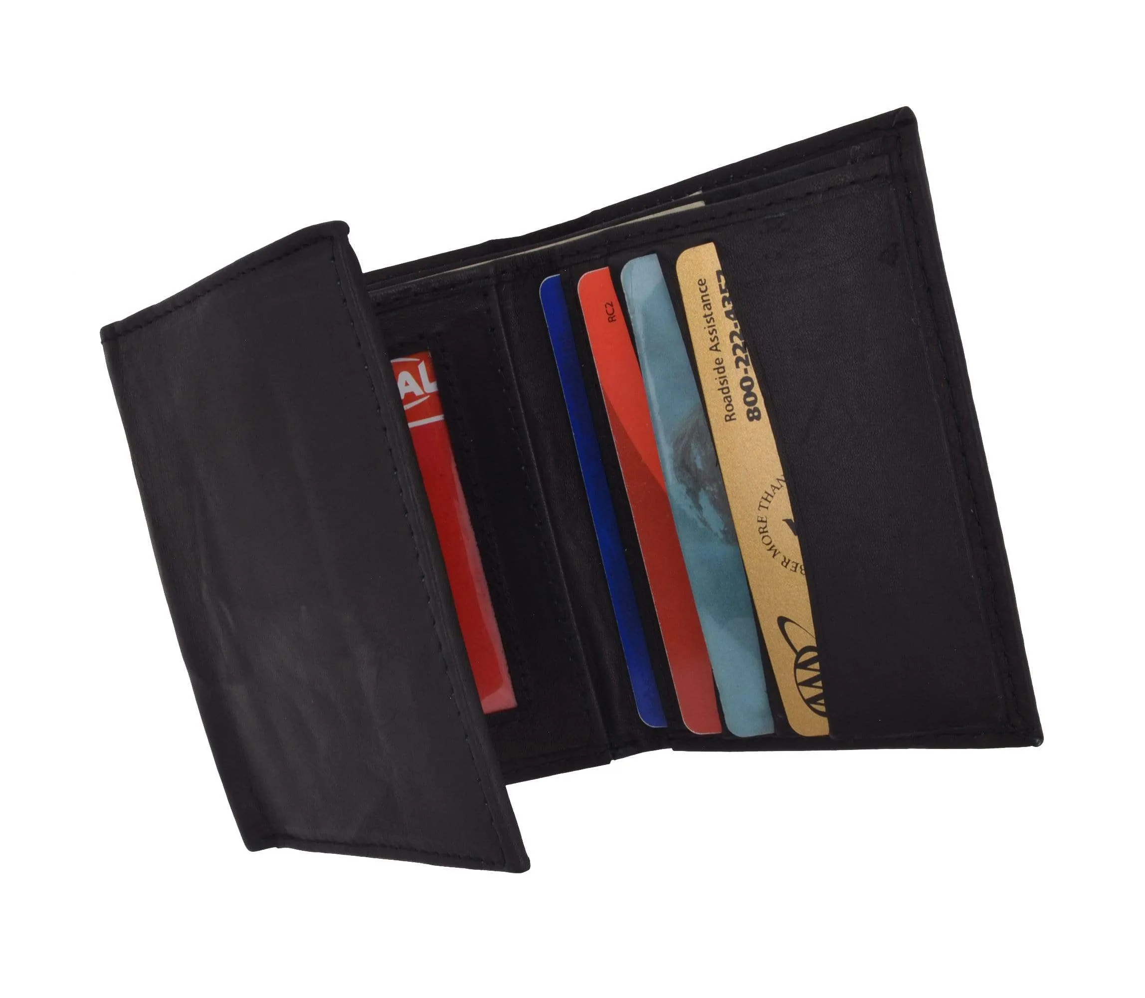 Genuine Leather Trifold ID Credit Card Holder Wallet Mens 3555 CF