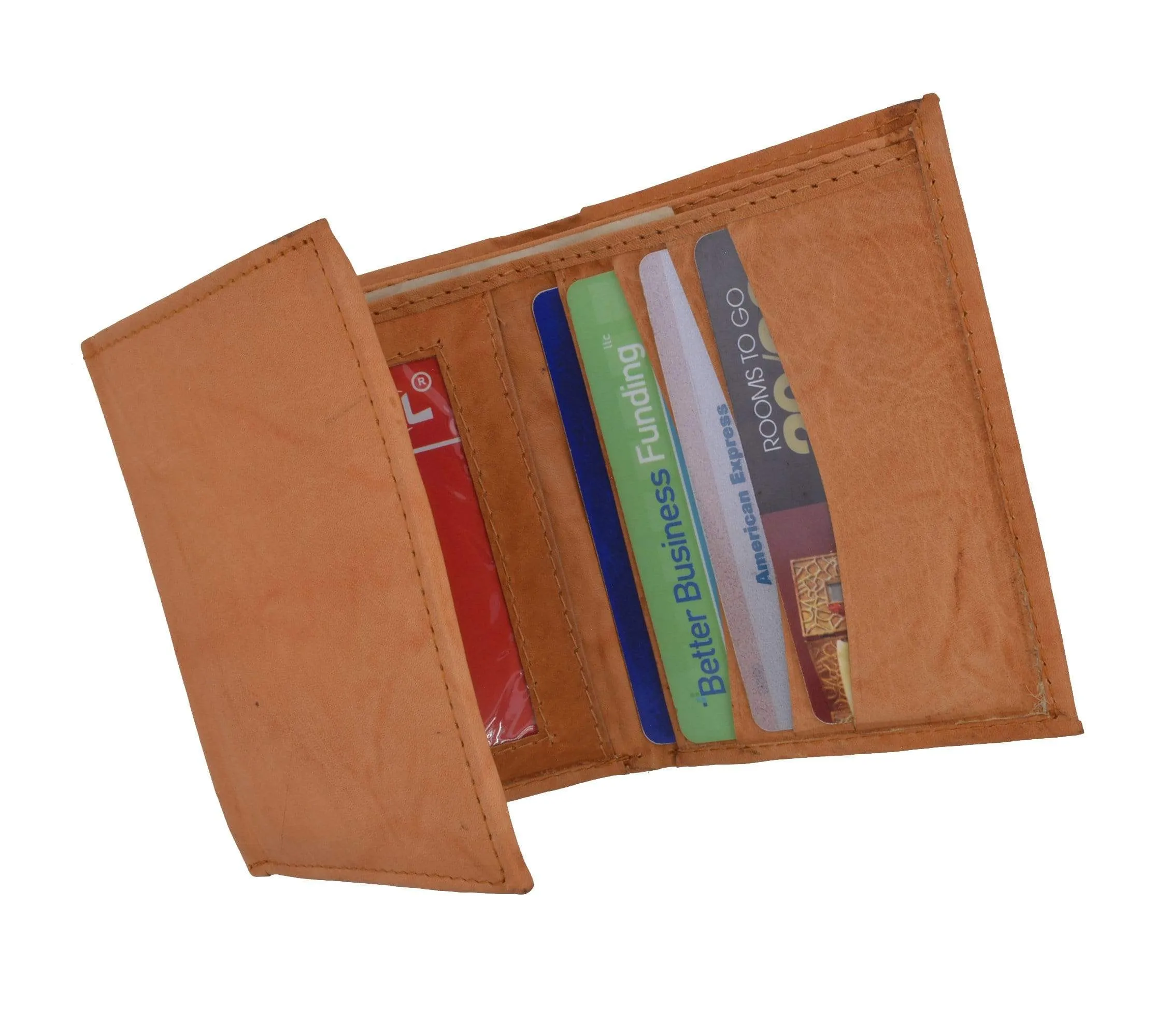 Genuine Leather Trifold ID Credit Card Holder Wallet Mens 3555 CF