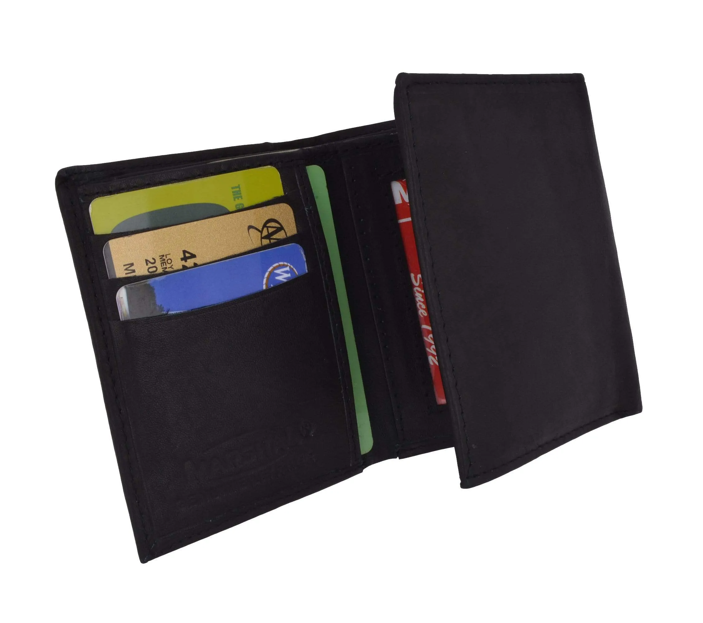 Genuine Leather Trifold ID Credit Card Holder Wallet Mens 3555 CF