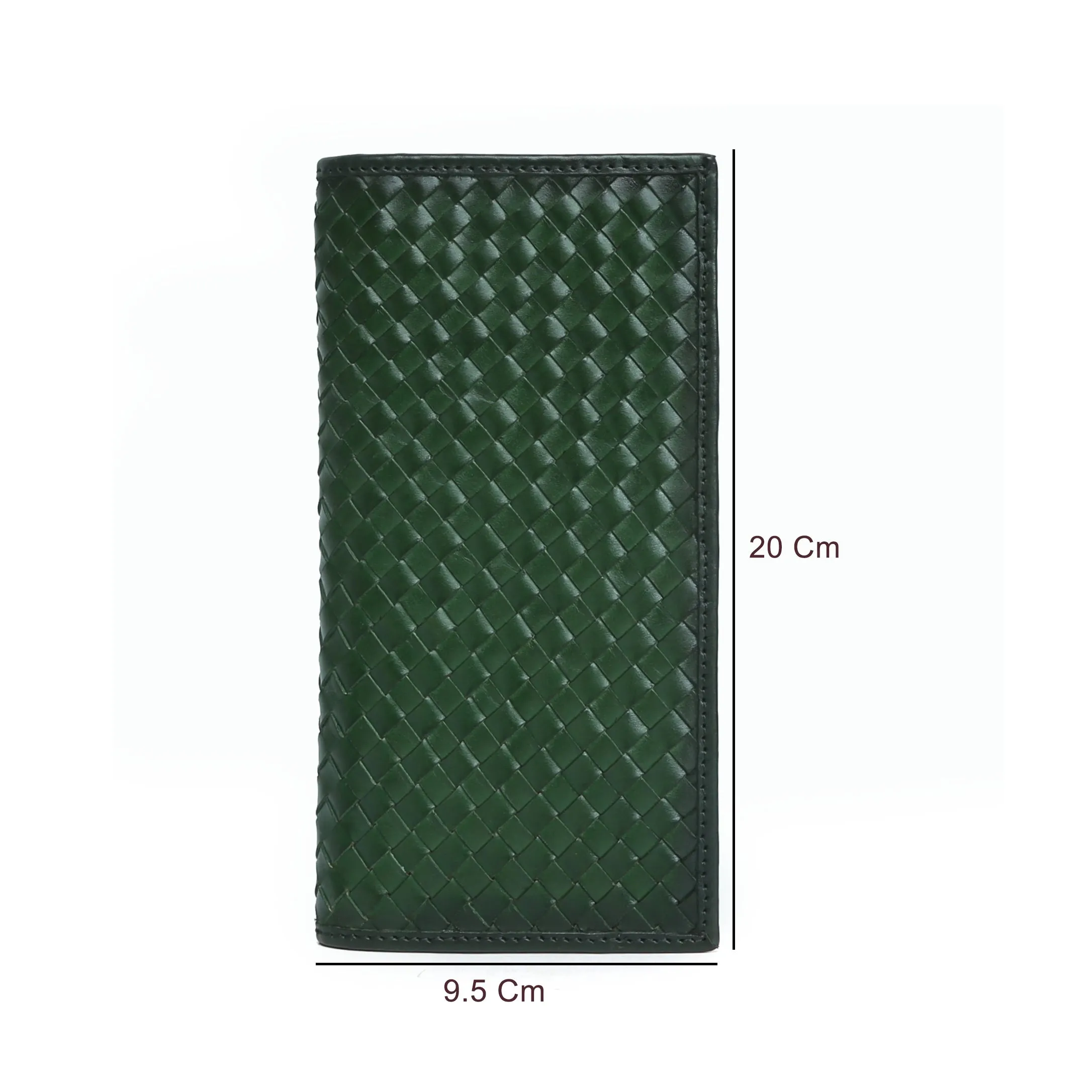 Green Hand Weave Leather Clutch/Wallet For Women By Brune & Bareskin