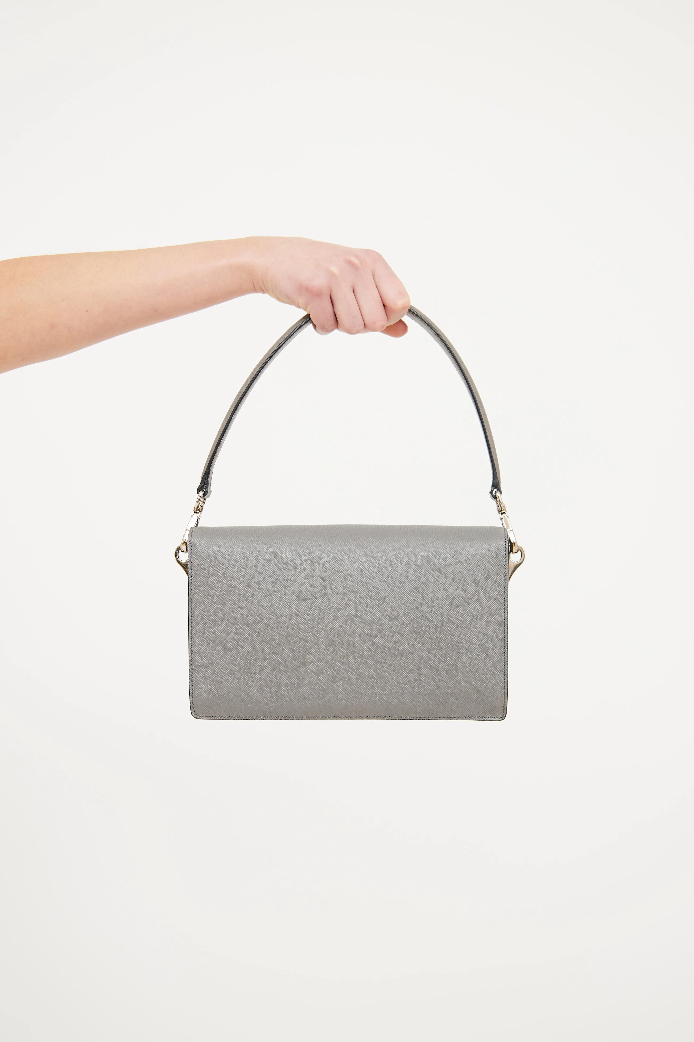 Grey Saffiano Sound Top Handle Bag