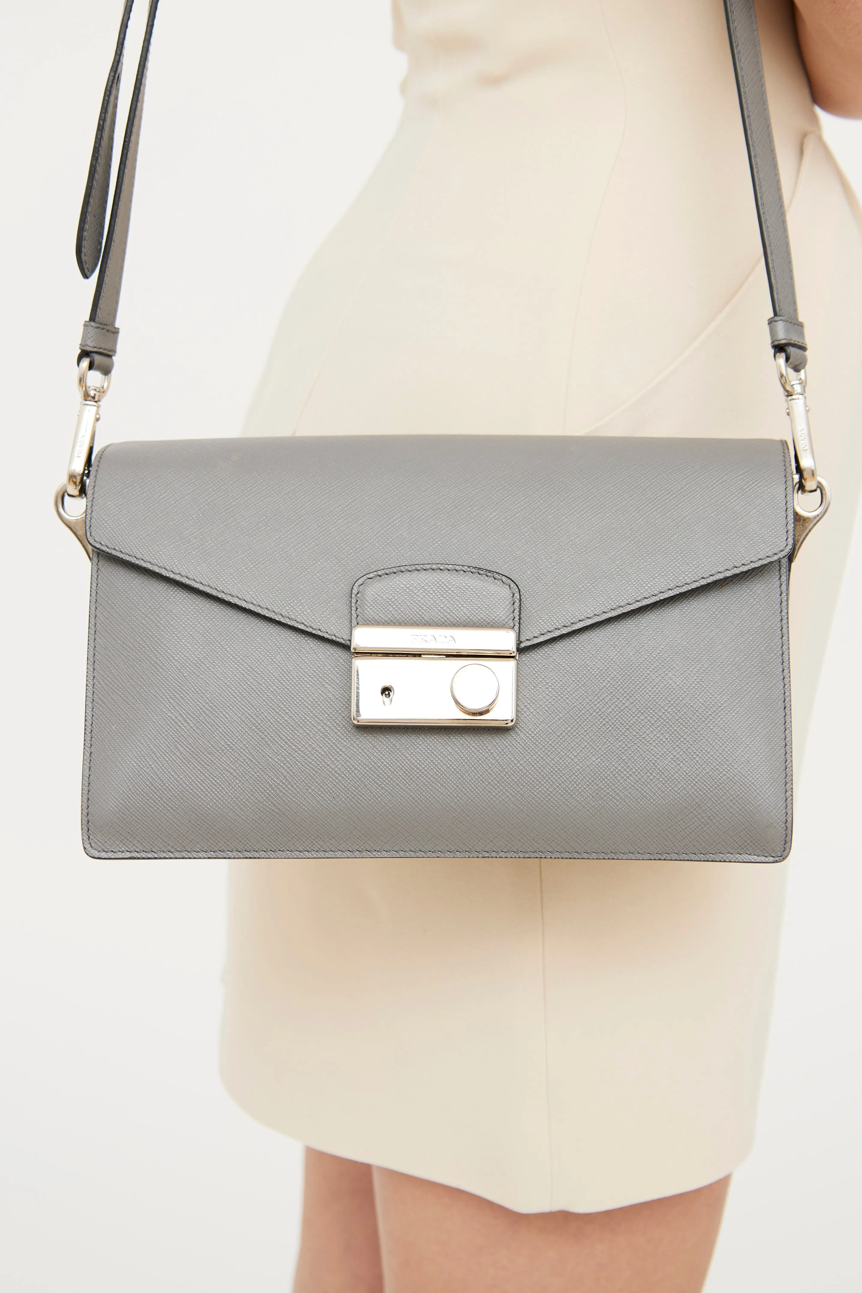 Grey Saffiano Sound Top Handle Bag