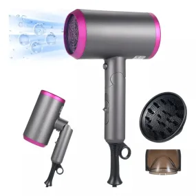 Hair Dryer with Diffuser -Foldable Ionic Hairdryer, 1800W, 19000rpm