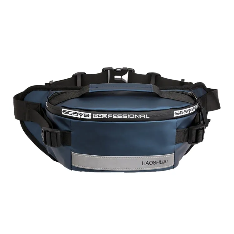 HAOSHUAI Outdoor Running Waist Bag With Reflecting Strip Chest Bag(1100-6 Dark Blue)