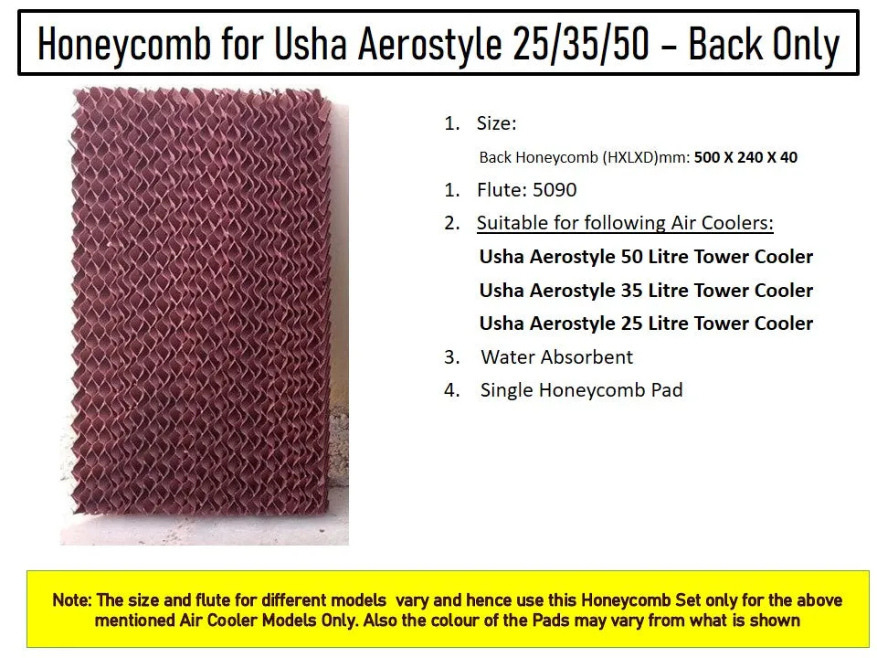 HAVAI Honeycomb Pad - Back - for Usha Aerostyle 50 Litre Tower Cooler