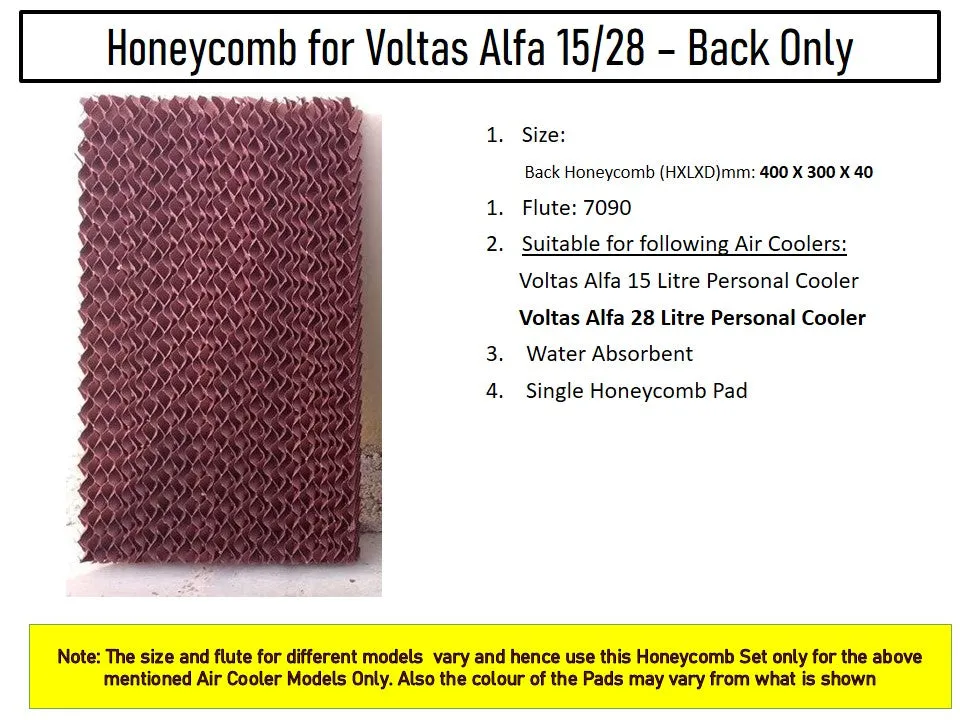 HAVAI Honeycomb Pad - Back - for Voltas Alfa 15 Litre Personal Cooler