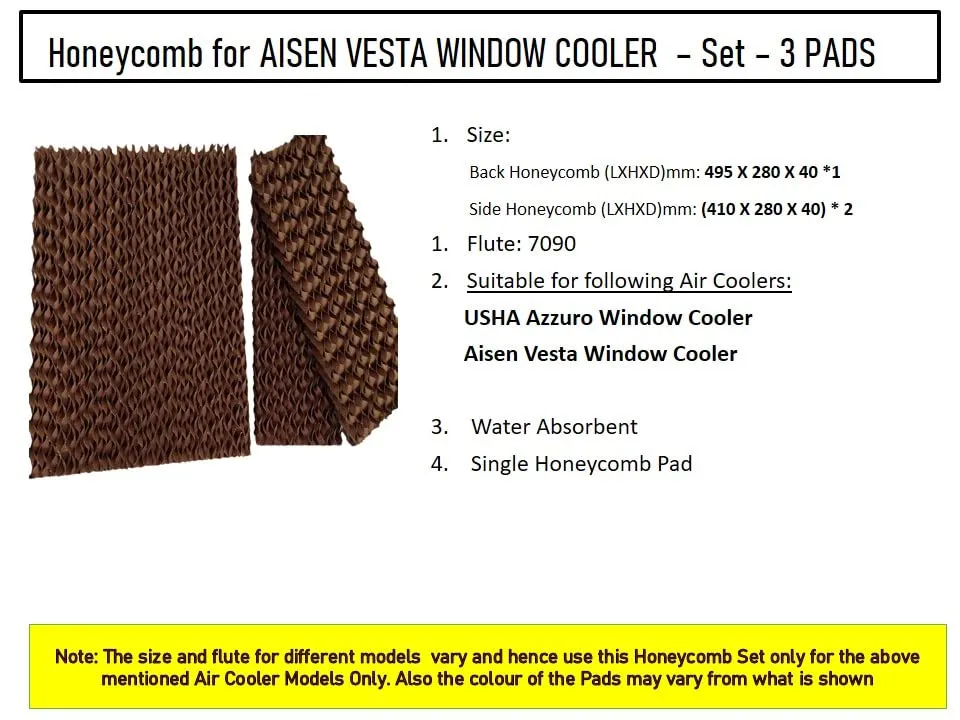 HAVAI Honeycomb Pad - Set of 3 - for Aisen Vesta 50 Litre Window Cooler