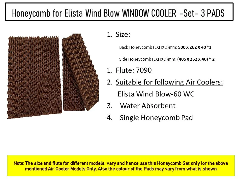 HAVAI Honeycomb Pad - Set of 3 - for Elista Wind Blow-60  Litre Window Cooler