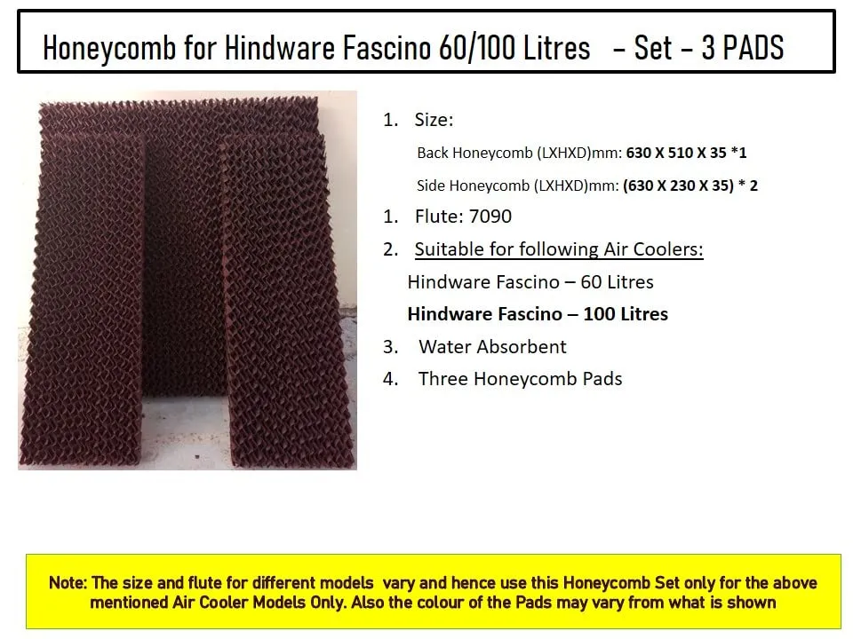 HAVAI Honeycomb Pad - Set of 3 - for Hindware Fascino 100 Litre Desert Cooler