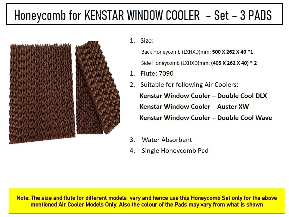 HAVAI Honeycomb Pad - Set of 3 - for Kenstar Auster XW 50 Litre Window Cooler