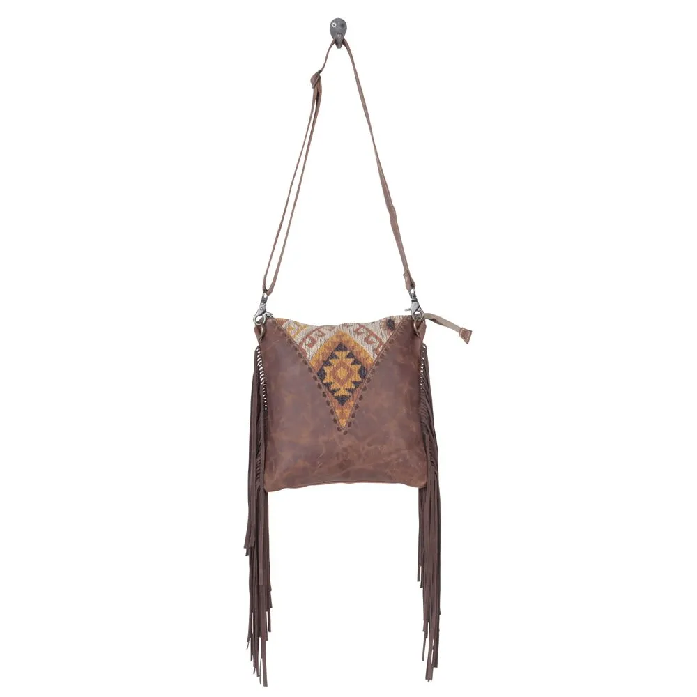 Hera Leather & Canvas Fringe Shoulder Bag