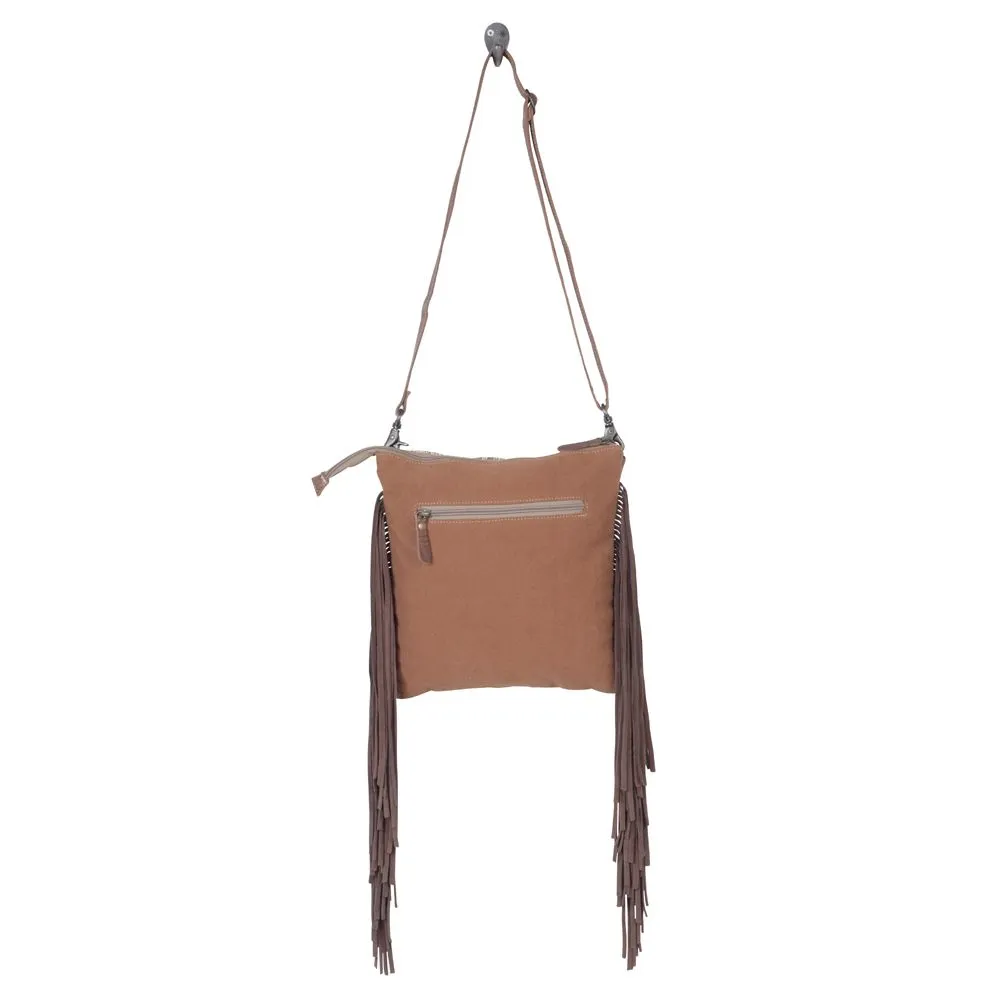 Hera Leather & Canvas Fringe Shoulder Bag