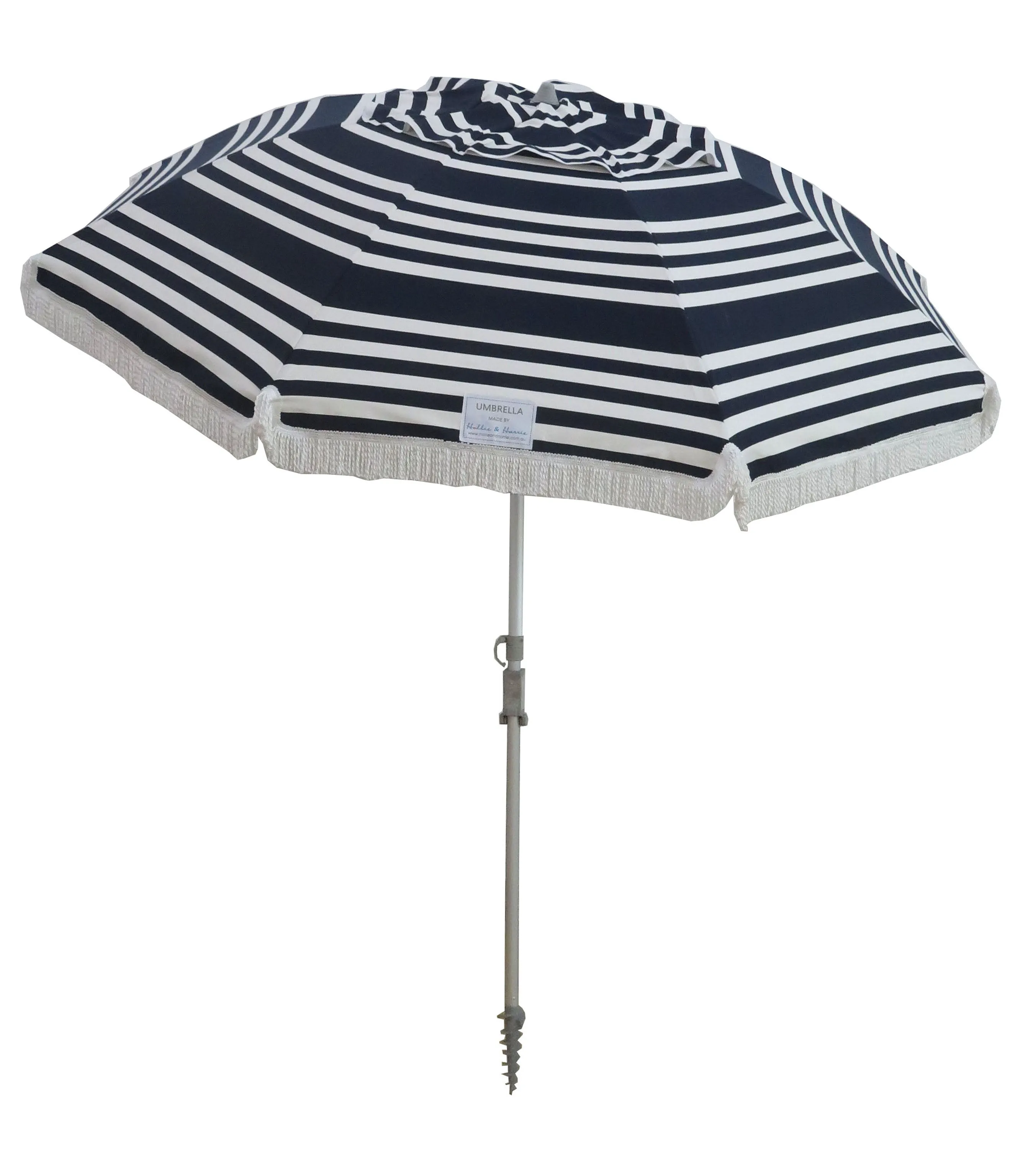 Hollie & Harrie Classic Fringe 210cm Canvas Beach Umbrella - Hello Sailor