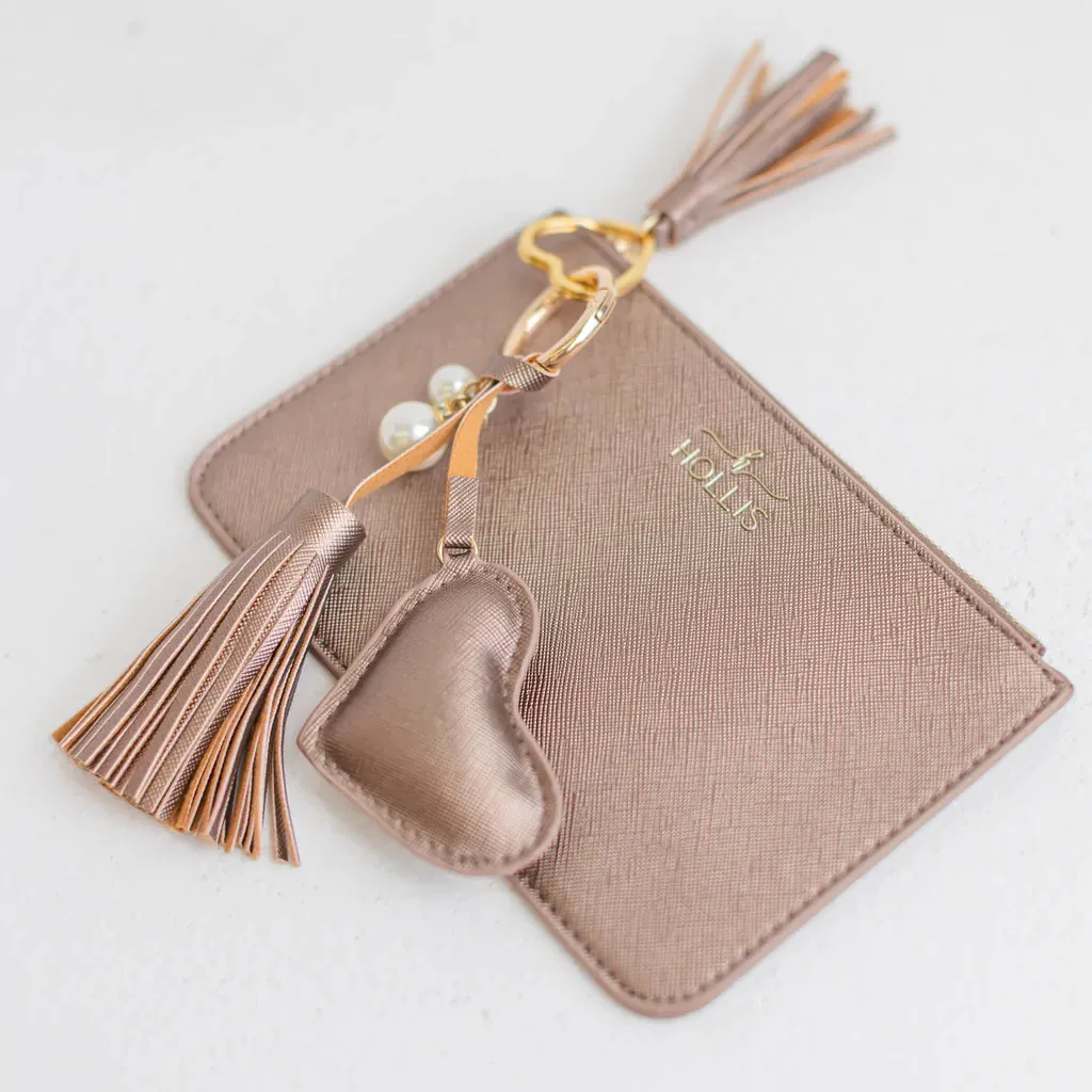 Hollis | Keychain Coin Pouch in Metallic Mocha