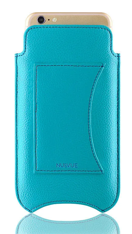 iPhone SE-2020 Wallet Case in Blue Faux Leather | Screen Cleaning Sanitizing Lining | Smart Window