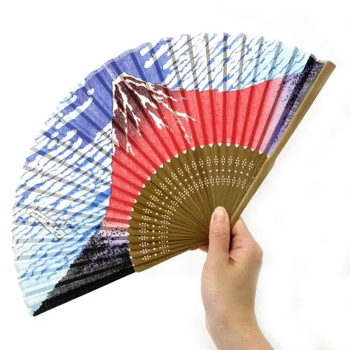 Japanese Foldable Fan - Red Mt. Fuji