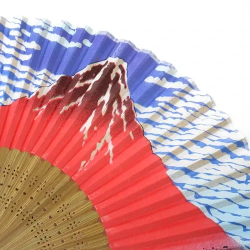 Japanese Foldable Fan - Red Mt. Fuji