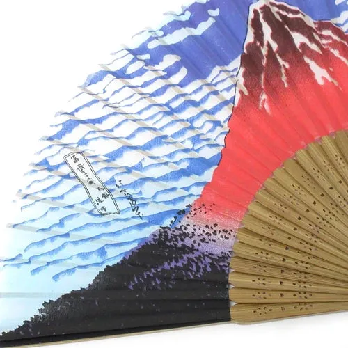 Japanese Foldable Fan - Red Mt. Fuji